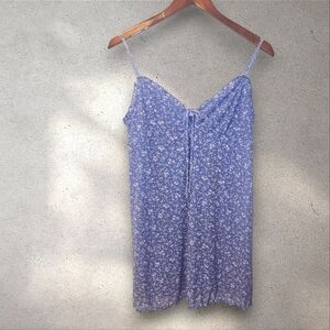 L - American Eagle Periwinkle Blue Ditsy Floral Mesh Mini Dress
